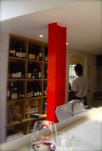 The bright red column added a 'surprise' element to the interior